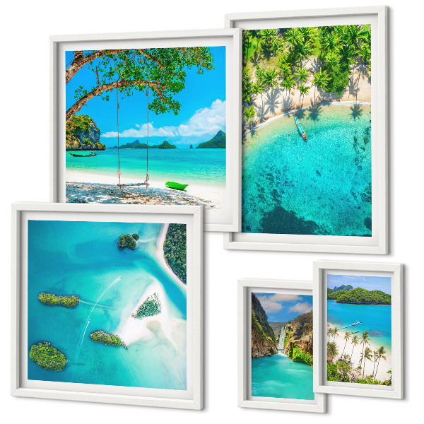 Polyptic înrămat Plaje tropicale, ape paradisiace