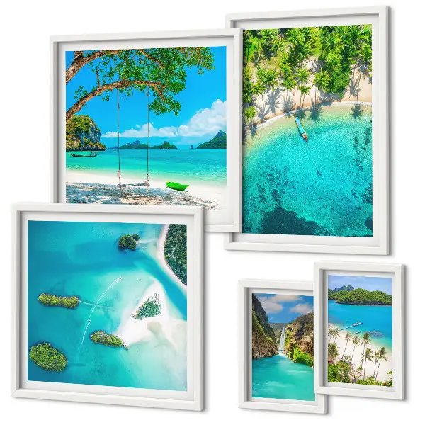 Tablou poliptic înrămat plaje tropicale cu ape paradisiace
