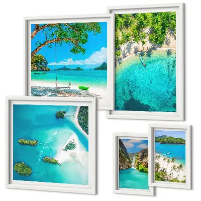 Tablou poliptic înrămat plaje tropicale cu ape paradisiace