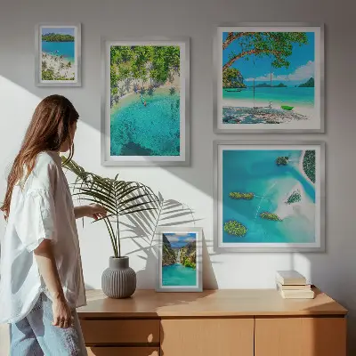 Tablou poliptic înrămat plaje tropicale cu ape paradisiace