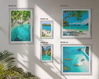 Tablou poliptic înrămat plaje tropicale cu ape paradisiace