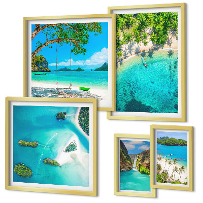 Polyptic înrămat Plaje tropicale, ape paradisiace