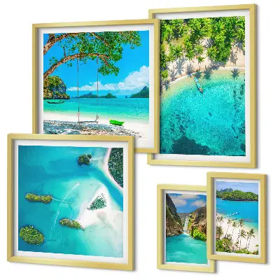 Tablou poliptic înrămat plaje tropicale cu ape paradisiace