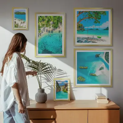 Tablou poliptic înrămat plaje tropicale cu ape paradisiace
