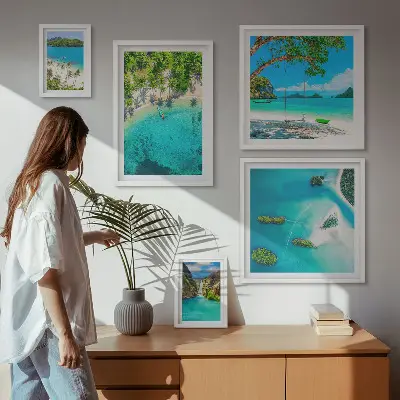 Tablou poliptic înrămat plaje tropicale cu ape paradisiace
