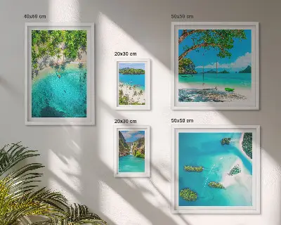 Tablou poliptic înrămat plaje tropicale cu ape paradisiace