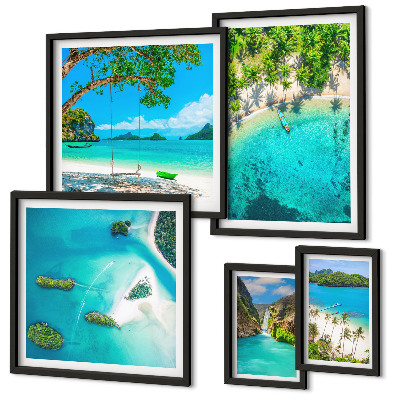 Polyptic înrămat Plaje tropicale, ape paradisiace