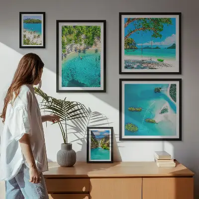 Tablou poliptic înrămat plaje tropicale cu ape paradisiace