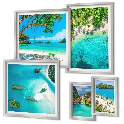Tablou poliptic înrămat plaje tropicale cu ape paradisiace