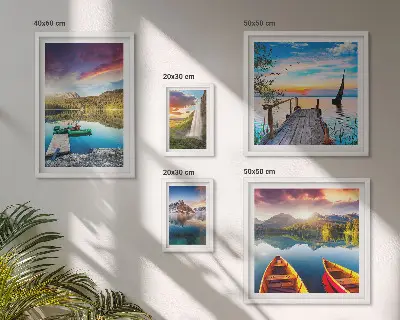 Tablou poliptic înrămat cu peisaje de lacuri și cascade