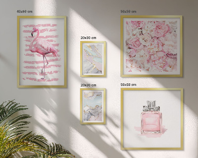 Decorațiune de perete set tablouri Accente roz elegante cu flori de flamingo