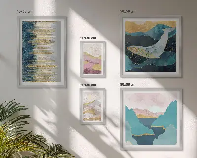 Tablou abstract cu munți decor modern înrămat tip poliptic