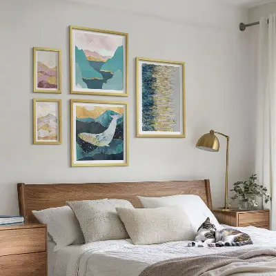 Tablou abstract cu munți decor modern înrămat tip poliptic