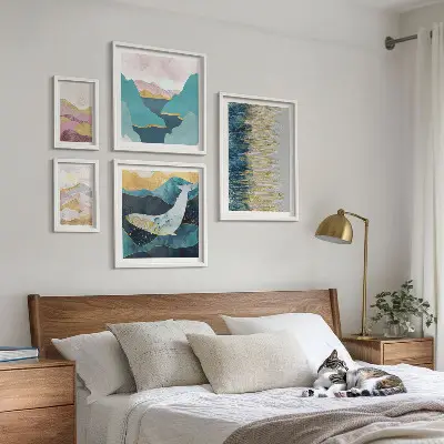 Tablou abstract cu munți decor modern înrămat tip poliptic