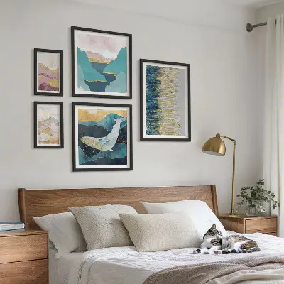 Tablou abstract cu munți decor modern înrămat tip poliptic