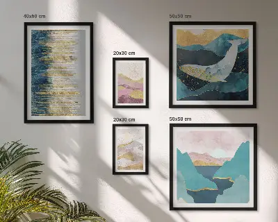 Tablou abstract cu munți decor modern înrămat tip poliptic