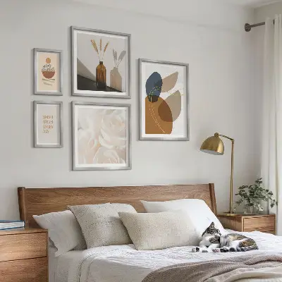 Decorațiuni cu plante în stil boho polyptic înrămat