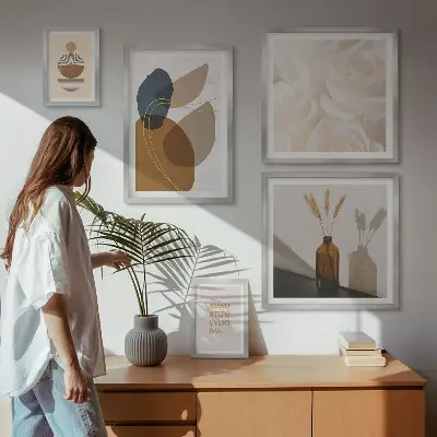 Decorațiuni cu plante în stil boho polyptic înrămat