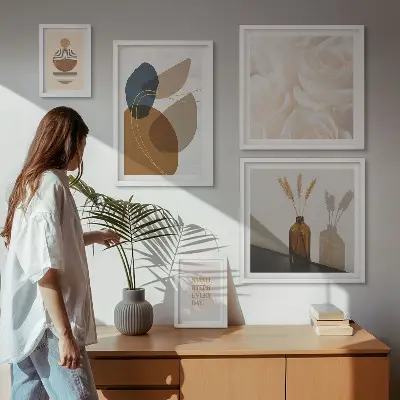 Decorațiuni cu plante în stil boho polyptic înrămat