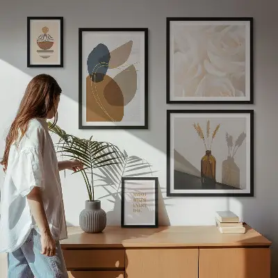 Decorațiuni cu plante în stil boho polyptic înrămat