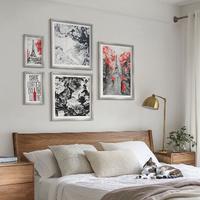 Decorațiune de perete set tablouri Flori și modele pariziene