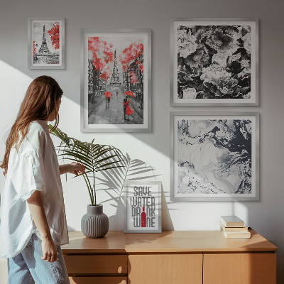 Decorațiune de perete set tablouri Flori și modele pariziene