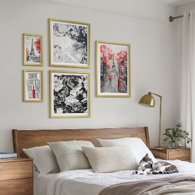Decorațiune de perete set tablouri Flori și modele pariziene