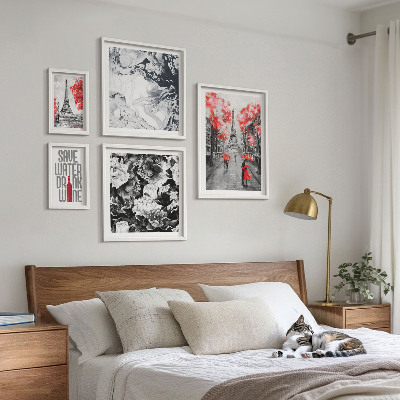 Decorațiune de perete set tablouri Flori și modele pariziene