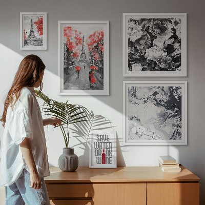 Decorațiune de perete set tablouri Flori și modele pariziene