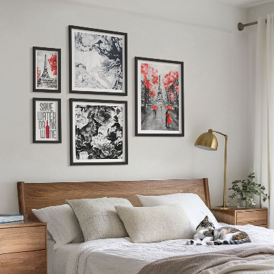 Decorațiune de perete set tablouri Flori și modele pariziene