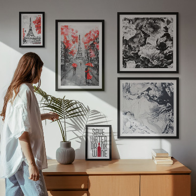 Decorațiune de perete set tablouri Flori și modele pariziene