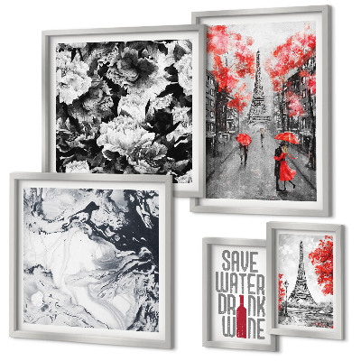 Decorațiune de perete set tablouri Flori și modele pariziene