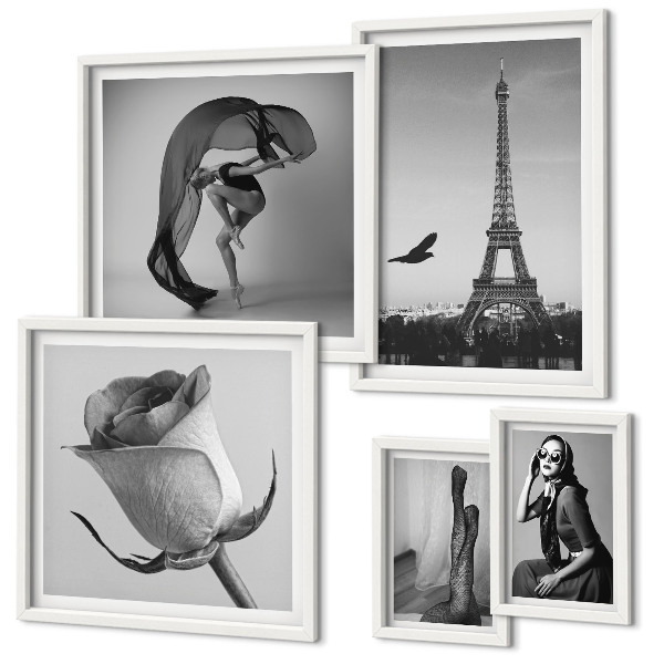 Decorațiune de perete set tablouri Paris elegant în alb și negru