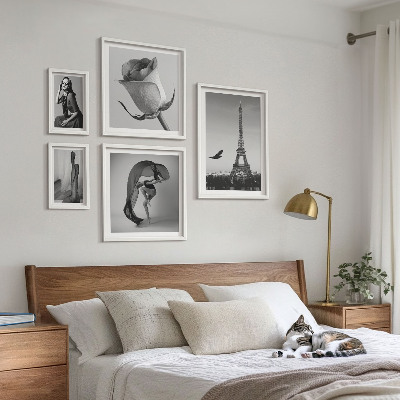 Decorațiune de perete set tablouri Paris elegant în alb și negru