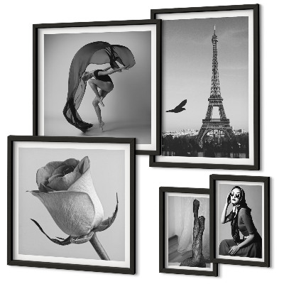 Decorațiune de perete set tablouri Paris elegant în alb și negru