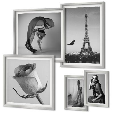 Decorațiune de perete set tablouri Paris elegant în alb și negru