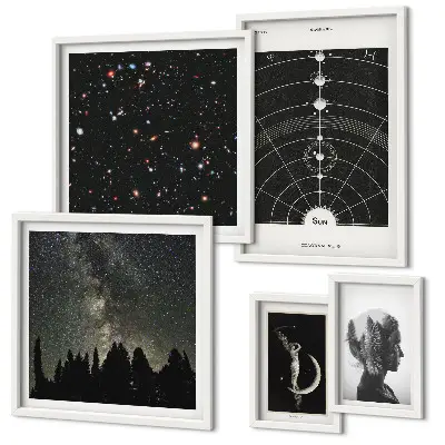 Inspirații cosmice ale galaxiei tablou poliptic înrămat