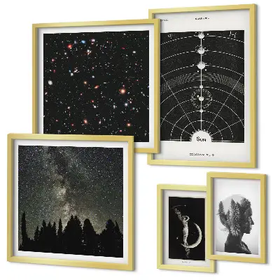 Inspirații cosmice ale galaxiei tablou poliptic înrămat