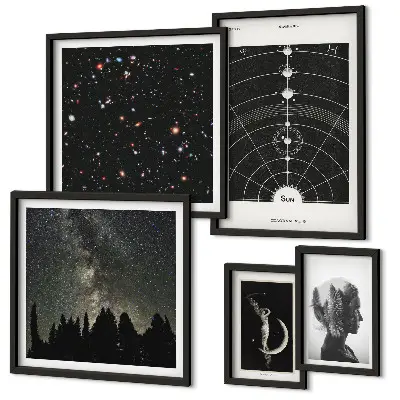Inspirații cosmice ale galaxiei tablou poliptic înrămat