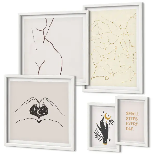 Set de tablouri pentru perete cu motive spațiale minimaliste