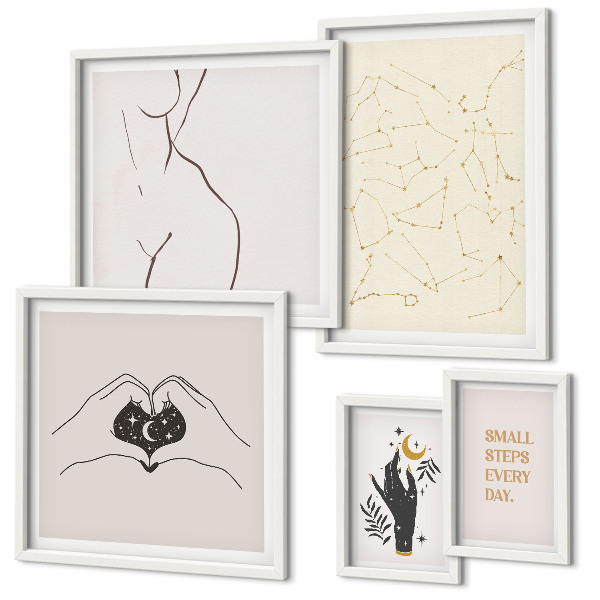 Decorațiune de perete set tablouri Motive spațiale minimaliste