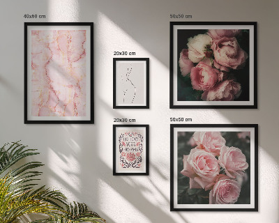 Decorațiune de perete set tablouri Flori roz în stil boho