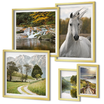 Decorațiune de perete set tablouri Peisaje Peisaje Cai