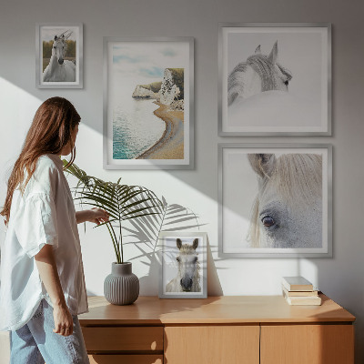 Decorațiune de perete set tablouri Cai plajă natură minimalism