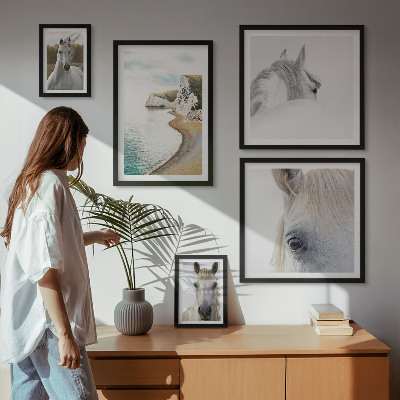 Decorațiune de perete set tablouri Cai plajă natură minimalism