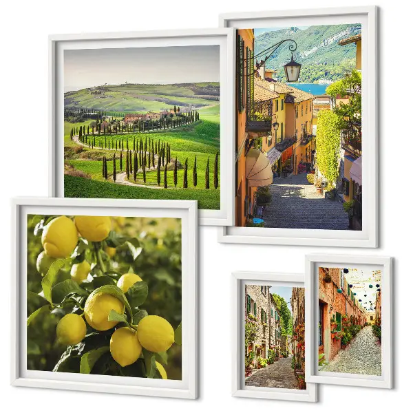 Set de tablouri decorative pentru perete cu peisaje fermecătoare din străzile Italiei