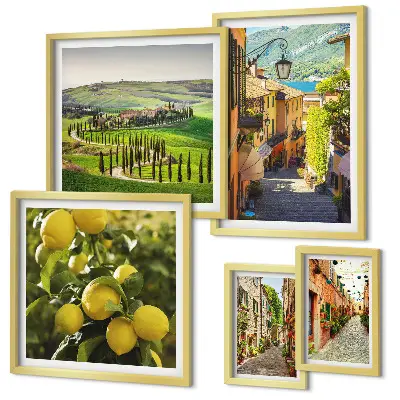 Set de tablouri decorative pentru perete cu peisaje fermecătoare din străzile Italiei