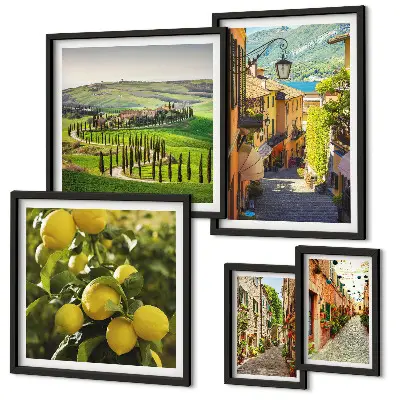 Set de tablouri decorative pentru perete cu peisaje fermecătoare din străzile Italiei