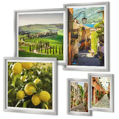 Set de tablouri decorative pentru perete cu peisaje fermecătoare din străzile Italiei