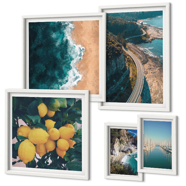 Decorațiune de perete set tablouri Peisaje de plajă cu citrice